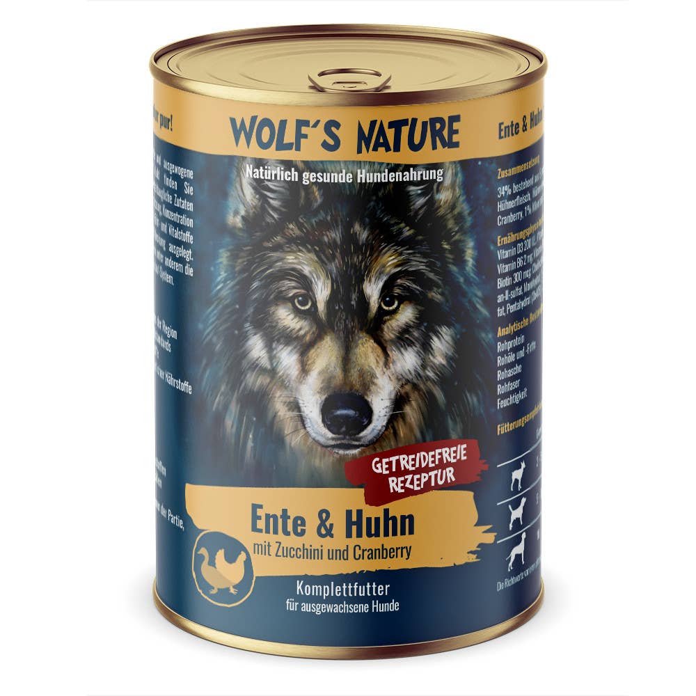 Wolf´s Nature ® Ente & Huhn mit Zucchini und Cranberry 400g