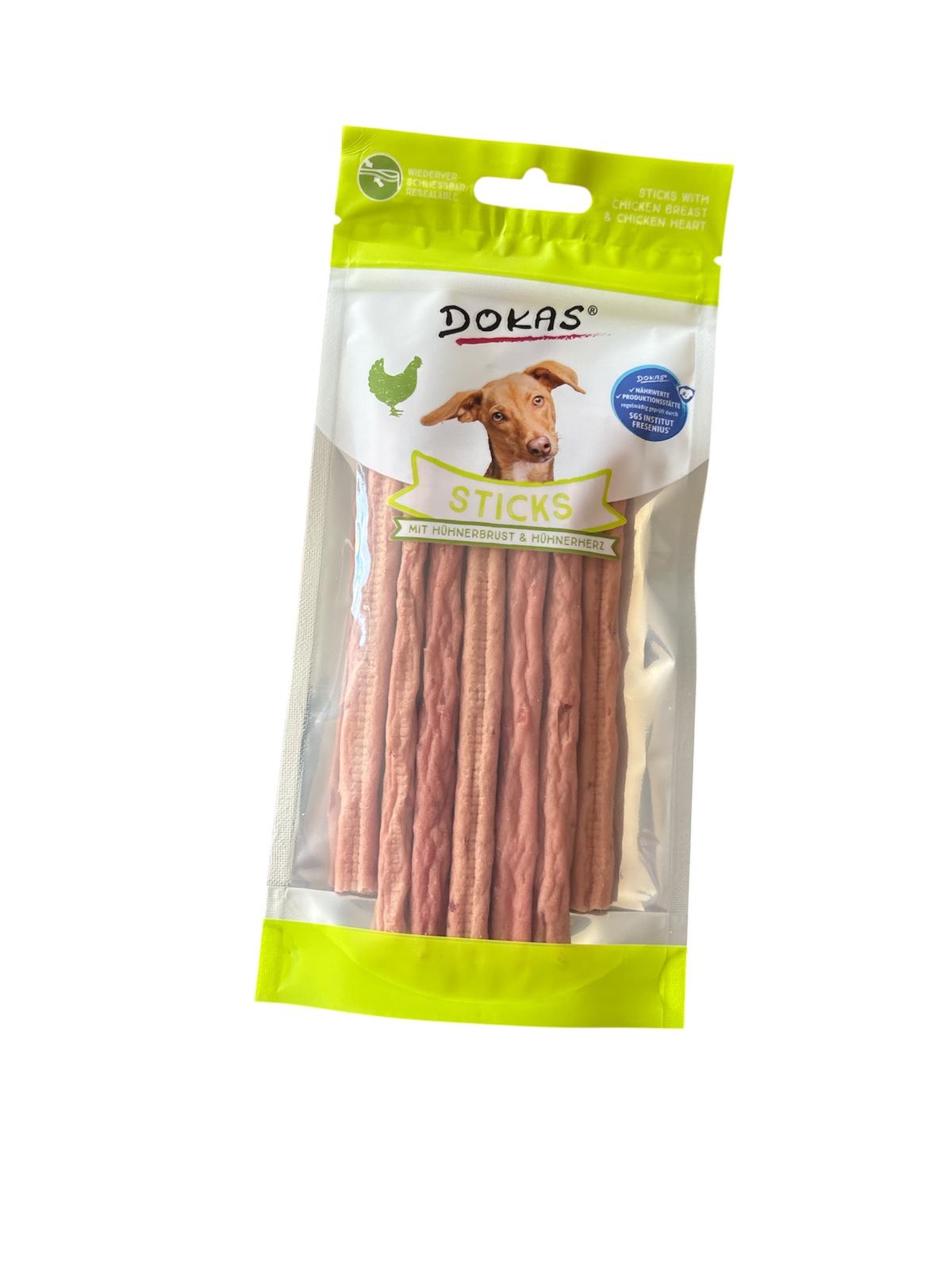 Dokas Sticks mit Hühnerbrust und Hünerherzen 60 g