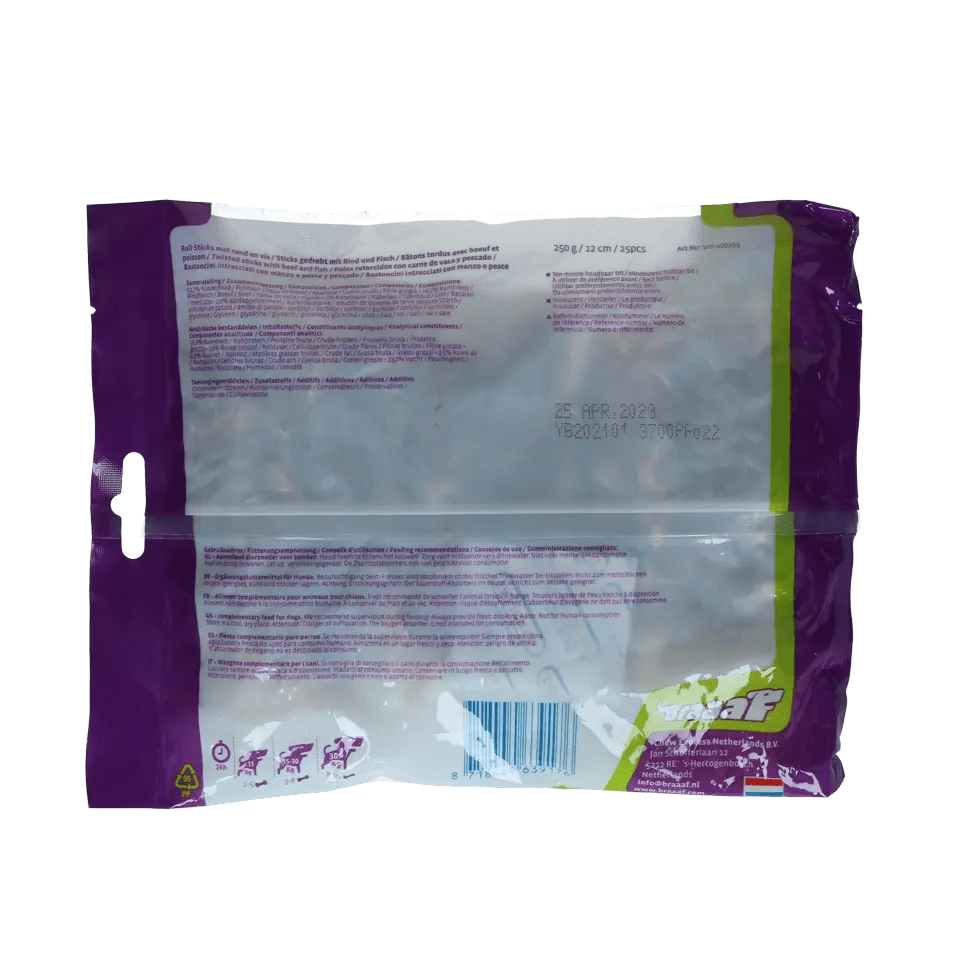 Braaaf Rohhaut - Rollen Sticks Rind & Fisch - 25 Stk. kaufen bei shop_name - 