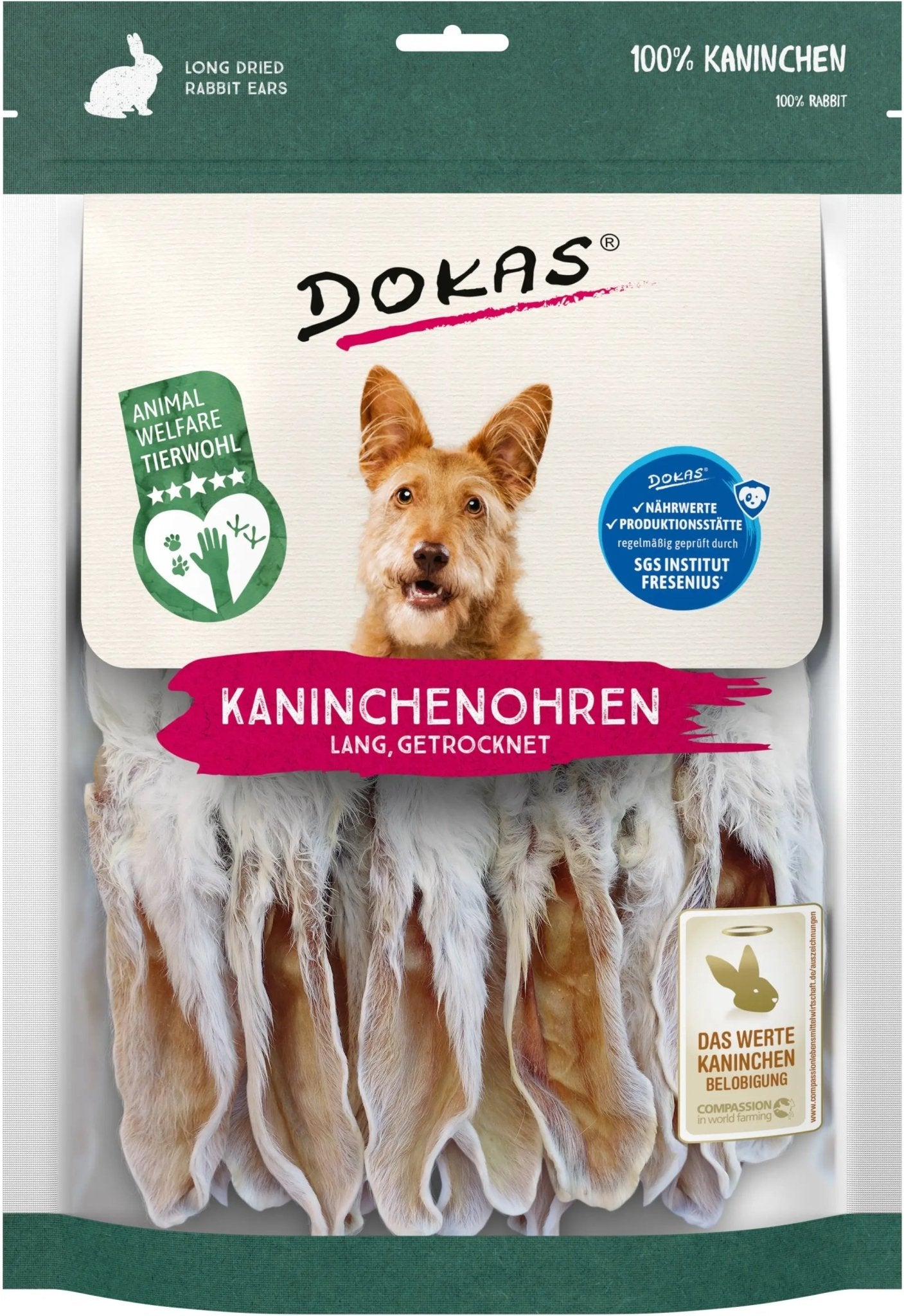 DOKAS Kaninchenohren Lang Getrocknet mit Fell 180 kaufen bei shop_name - 