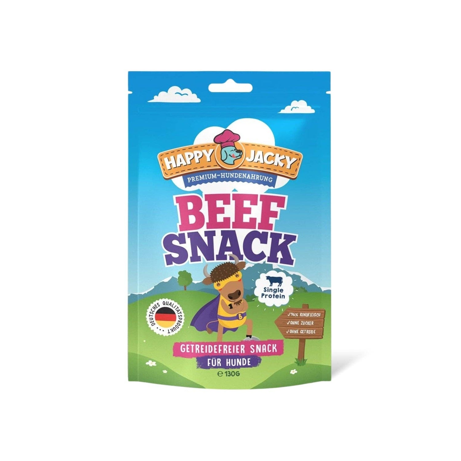 HAPPY JACKY Monoprotein Snack für ernährungssensible Hunde - ohne Zucker, ohne Getreide - Rind