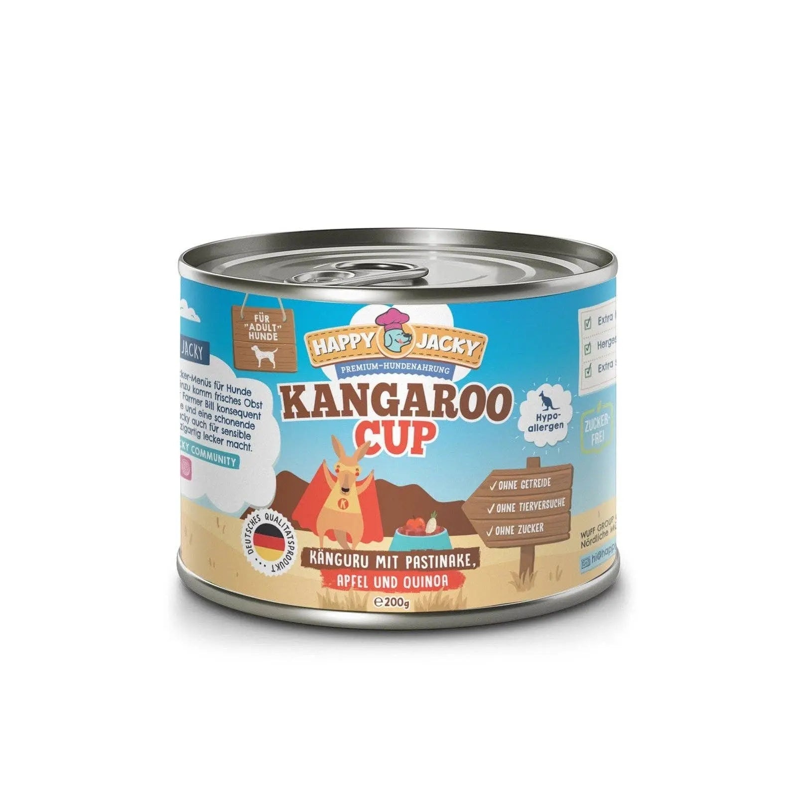 HAPPY JACKY | extra sensitives High - Premium Nassfutter für Hunde ohne Getreide | Känguru mit Pastinake, Apfel & Quinoa | ohne Konservierungsstoffe, Zuckerfrei kaufen bei shop_name - 