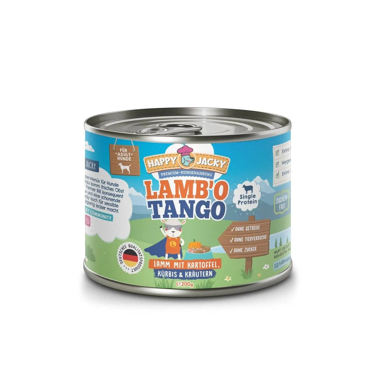 HAPPY JACKY | extra sensitives High - Premium Nassfutter für Hunde ohne Getreide | Lamm mit Kartoffel, Kürbis & Kräutern | ohne Konservierungsstoffe, Zuckerfrei kaufen bei shop_name - 
