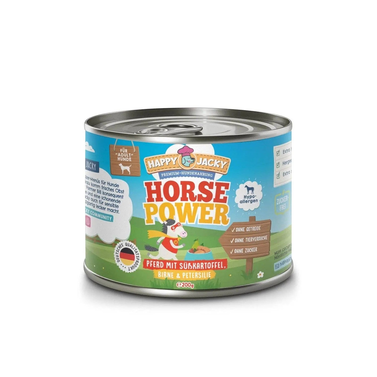 HAPPY JACKY | extra sensitives High - Premium Nassfutter für Hunde ohne Getreide | Pferd mit Süßkartoffel, Birne & Petersilie - ohne Konservierungsstoffe, Zuckerfrei kaufen bei shop_name - 
