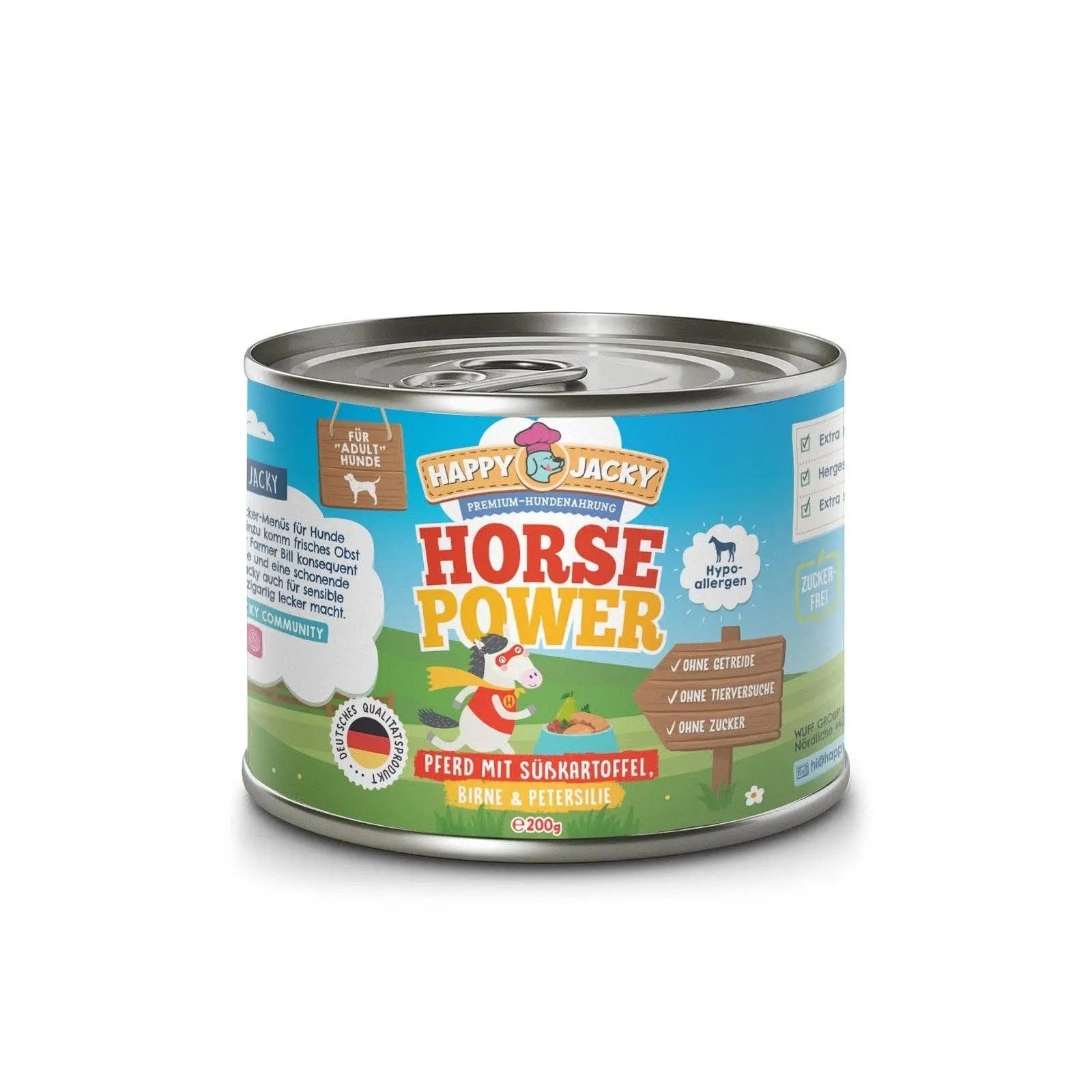 HAPPY JACKY | extra sensitives High - Premium Nassfutter für Hunde ohne Getreide | Pferd mit Süßkartoffel, Birne & Petersilie - ohne Konservierungsstoffe, Zuckerfrei kaufen bei shop_name - 