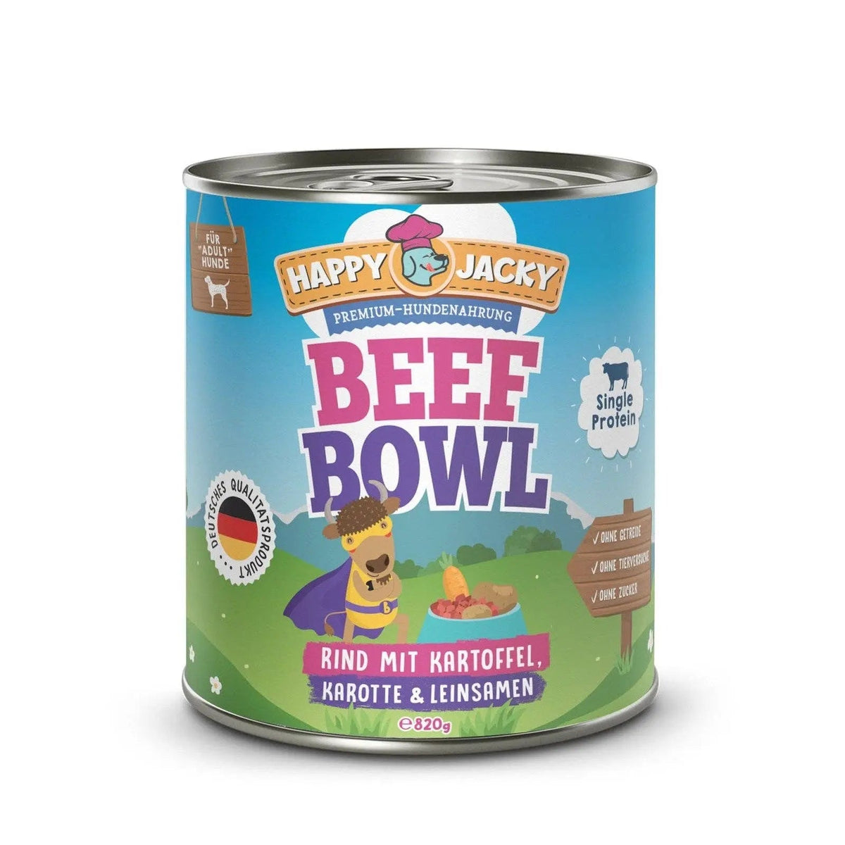 HAPPY JACKY | extra sensitives High - Premium Nassfutter für Hunde ohne Getreide | Rind mit Kartoffel, Karotte & Leinsamen | ohne Konservierungsstoffe, Zuckerfrei kaufen bei shop_name - 