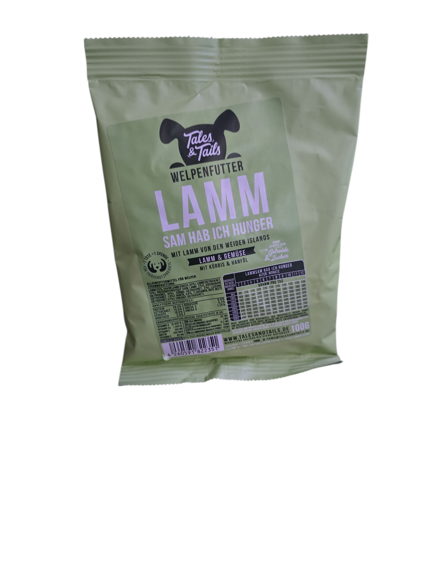 Tales & Tails Welpenfutter Lamm Sam Hab Ich Hunger 100 g