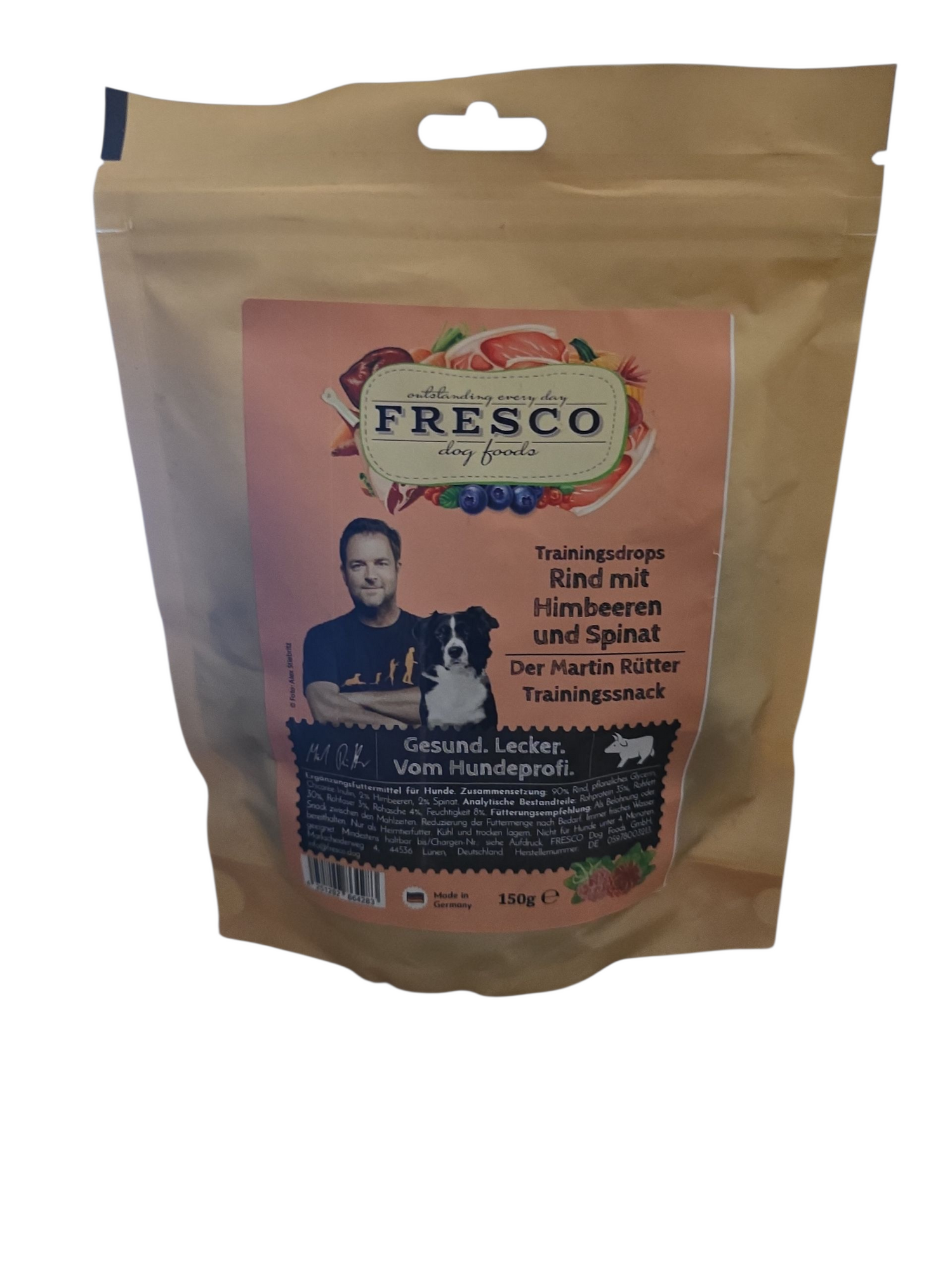 Fresco Trainingsdrops Rind mit Himbeeren und Spinat 150 g