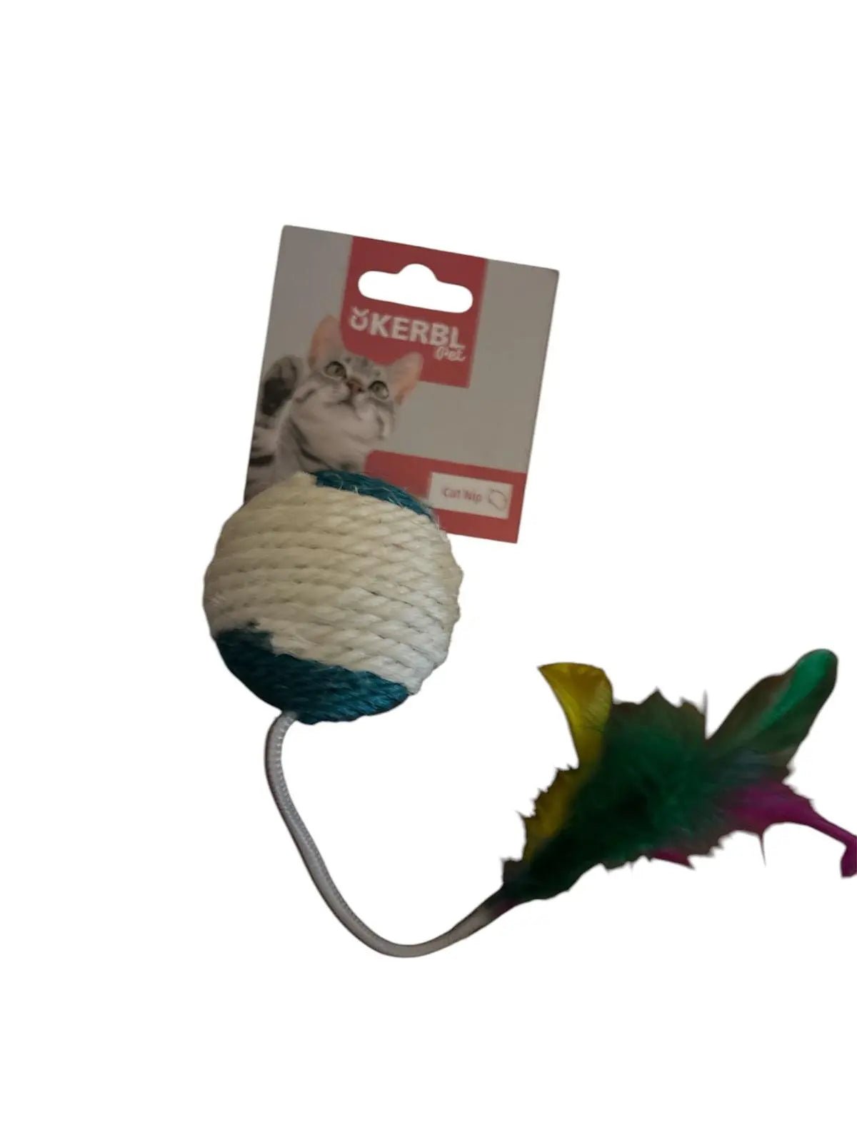 Sisal Spielball mit Feder und Rassel kaufen bei shop_name - 